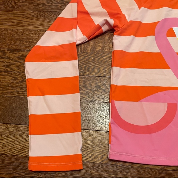 NWT Stella McCartney Orange Striped Flamingo Rash Guard Size 14 - Picture 4 of 12